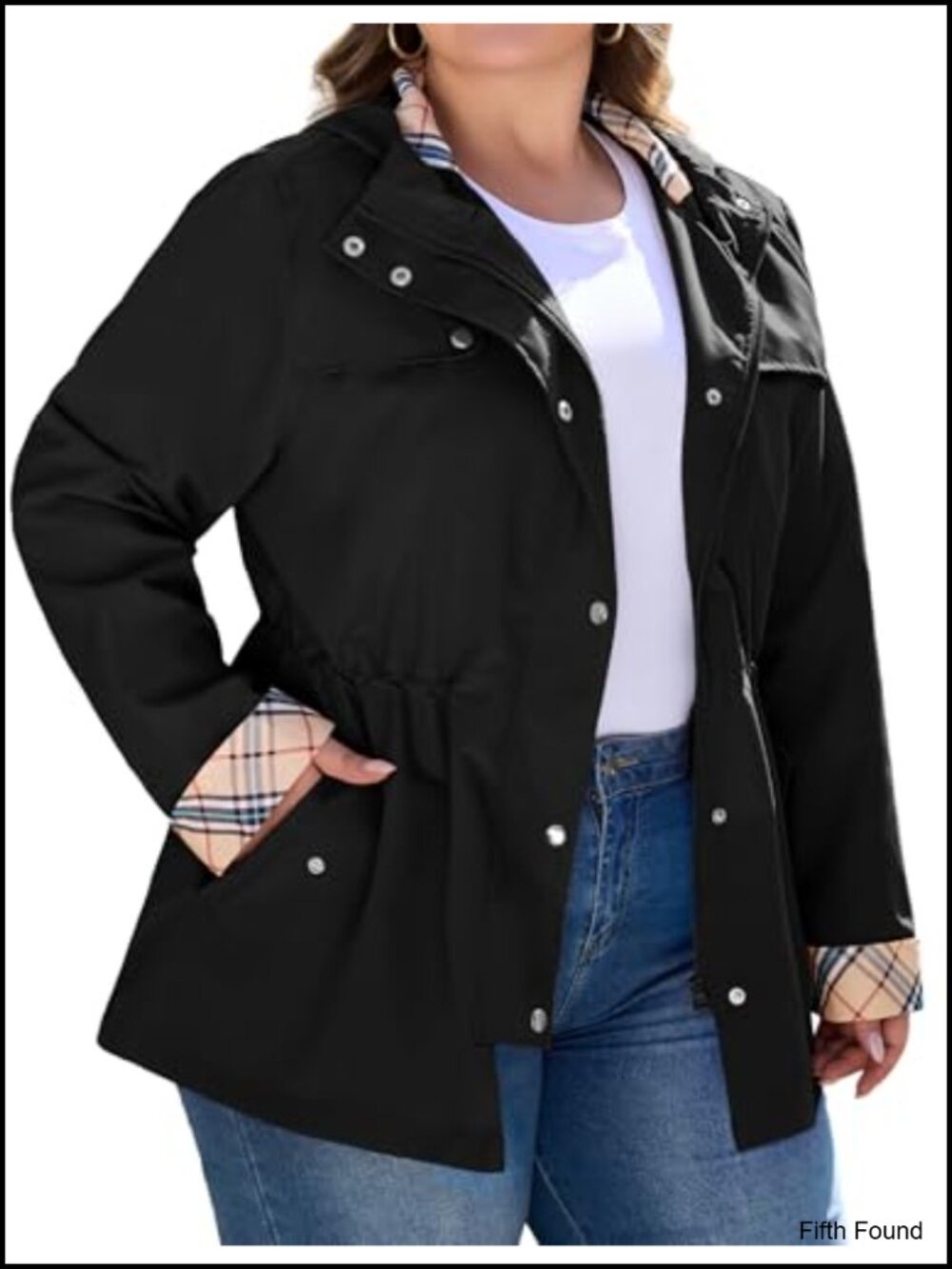 Plus Size Waterproof Rain Jacket Women Lightweight Hooded Windbreaker